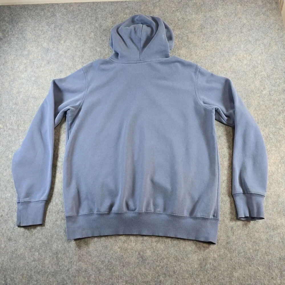 The North Face Men's Hoodie Lime Green Logo Sweatshirt Denim Blue Size M *Flaws*